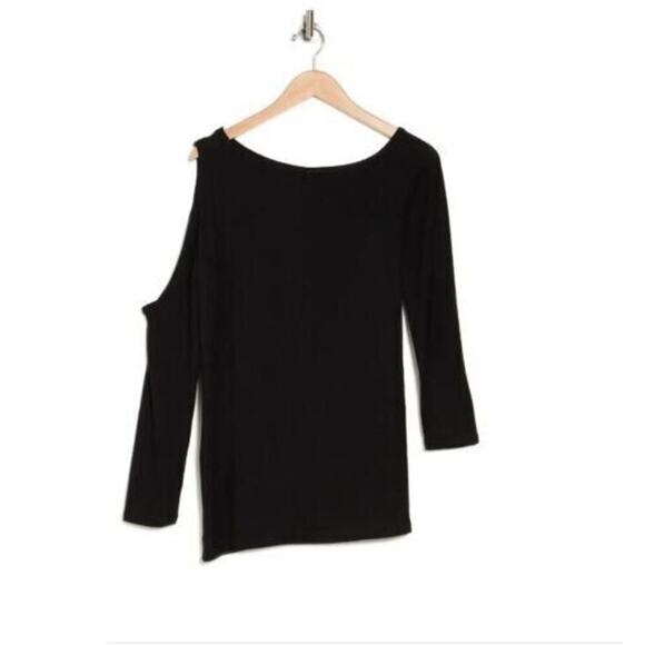 Go Couture Women's Cold Shoulder Modal Blend Top In Black Small MSRP $98 - Picture 3 of 4